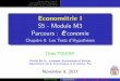 Econom´etrie I S5 - Module M3 Parcours : Economiefsjes.usmba.ac.ma/cours/touijar/cours-econometrie-1.pdf · 2017-11-14 · Introduction G´en´erale LES TESTS Pour 1 Population LES