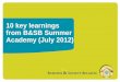 10 key learnings from B&SB Summer Academy (July 2012)...For HR managers, this is a nightmare: war for talents and employer branding, retaining and attracting senior staff, loss of