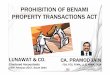 PROHIBITION OF BENAMI PROPERTY TRANSACTIONS THE PROHIBITION OF BENAMI PROPERTY TRANSACTIONS ACT 1988