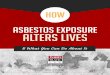 How Asbestos exposure Alters lives · 2019-12-17 · How long can it take after exposure before asbestosis is diagnosed? Asbestosis has a latency period of 20-30 years. This can vary