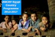 UNICEF Egypt Country Programme 2013-2017 · New CPD - Key priorities for Adolescents and Young People Civic engagement and participation programme to be scaled up through mechanisms