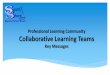 Professional Learning Community Collaborative Learning Teams · The Collaborative Learning Team is the structure that is the shift from working in isolation or working in groups to
