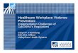 Healthcare Workplace Violence Prevention · 2019-11-18 · Training Requirements Initial training Interactive questions and answers with a person knowledgeable about the employer’s
