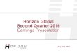Horizon Global Second Quarter 2016 Earnings Presentation · 2016-08-08 · Second Quarter 2016 Earnings Presentation August 9, 2016 . NYSE: HZN DRIVEN TO DELIVER Q2 2016 Earnings