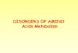 DISORDERS OF AMINO Acids Metabolism€¦ · disorders of amino & imino acids 1. aromatic amino acids 2. sulphur containing amino acids 3. branched –chain amino acids