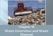 Chapter 16 Waste Generation and Waste Disposal · institutional facilities Municipal Solid Waste (MSW) Waste Stream-the flow of solid waste that is recycled, incinerated, or placed