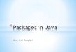 Mrs . K.M. Sanghavi · Java also supports the concept of package hierarchy. This is done by specifying multiple names in a package statement, seprated by dots (.). Ex :- package firstPackage.secondPackage;