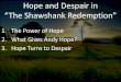 Hope and Despair in “The Shawshank Redemption”thelearningvault.weebly.com/uploads/1/5/9/6/... · “The Shawshank Redemption” 1. The Power of Hope 2. What Gives Andy Hope? 3