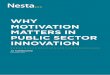 WHY MOTIVATION MATTERS IN PUBLIC SECTOR INNOVATION · Harnessing the motivation of individual public servants to innovate 21 ... • A lack of dedicated budgets and teams to facilitate