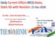 TOP CURRENT AFFAIRS MCQ 17-Nov-2018 · 2018-12-21 · Benefits of this Session For Bank PO/Clerk / SSC / RBI / IBPS / Railways •1st: Most Important Daily Current Affairs MCQ Notes