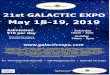 Expo Flyer - JPG · 21st GALACTIC EXPO May 18 Admission $10 per day $8 in advance oñline & at Cosmic Connections -19, 2019 Saturday loam - 7pm Sunday .10am - 5pm