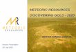 METEORIC RESOURCES DISCOVERING GOLD - 2020 · This presentation may contain forward looking statements including statements regarding our intent, belief or current expectations with