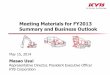 Meeting Materials for FY2013 Summary and Business Outlook · Summary and Business Outlook May 15, 2014 Masao Usui Representative Director, President Executive Officer ... Cylinders,