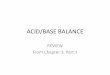 ACID/BASE BALANCE - WordPress.com...2 •Acid-base balance is a dynamic relationship that reflects the relative concentration of hydrogen ions in the body. •Hydrogen ions are acidic
