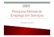 Pesquisa Mensal de Emprego em Serviços - · PDF file Evolução recente do emprego em serviços Distribuição do emprego por setor, média de 2012 A economia paulista fechou o mês