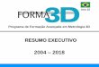 RESUMO EXECUTIVO - FORMA3D•FORMA3D torna-se acessível como curso de calendário para qualquer profissional. ... na EMBRAER em São José dos Campos –SP e Gavião Peixoto –SP