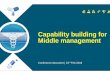 Capability building for Middle management · Building capabilities for Middle management is most critical Serve as interface between senior leadership and operators , and drive performance