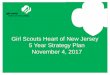 Girl Scouts Heart of New Jersey 5 Year Strategy Plan · The Girl scouts Heart of New Jersey supports the growth of future girl leaders. We currently provide valuable leadership skills