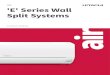 E' Series Wall Split Systems - Temperzone...Hitachi air conditioners can operate in outside temperatures down to as low as -15˚C and as high as ... Hi / Med / Lo / Sleep 167 / 138