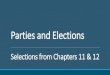 Parties and Elections...Third Parties: Their Impact on American Politics Third parties: electoral contenders other than the two party parties; rarely win elections Third parties are