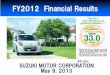 FY2012Financial Results - Suzuki...Overseas Sales 28.05 million ≪≪≪Japanese Domestic Sales≫≪ ・”Suzulight” mini vehicle was launched in October 1955 ・First subcompact