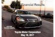 FY2017 Financial Results · Toyota Camry トヨタ自動車株式会社 (ﾃﾞﾄﾛｲﾄﾓｰﾀｰｼｮｰ出展車両) 2017年5月10日 LEXUS LS500 FY2017 Financial Results