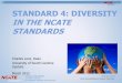 STANDARD 4: DIVERSITY IN THE NCATE STANDARDSF-3_G-3)Standard4-CharlesLove.pdfStandard 1. Cross reference as appropriate.) 4.3d Data table on faculty demographics 4.3e Data table on