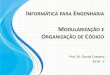 MODULARIZAÇÃO E ORGANIZAÇÃO DE CÓDIGO INFORMÁTICA PARA ENGENHARIA Prof. Dr. Daniel Caetano 2018 - 2 MODULARIZAÇÃO E ORGANIZAÇÃO DE CÓDIGO