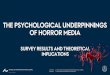 THE PSYCHOLOGICAL UNDERPINNINGS OF HORROR MEDIA · 2019-06-26 · the psychological underpinnings of horror media survey results and theoretical implications. scsmi 2019 mathias clasen,