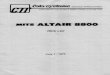 MITS Altair 8800 Price List July 1, 1975 - VTDAvtda.org/docs/computing/DataSystems/MITS_Altair... · Altair Cyclops Camera Camera Controller Card ASCII Keyboard 32 char Alpha/Numeric