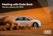 Meeting with Erste Bank - Audi · 2019-01-22 · Meeting with Erste Bank Warsaw, January 22, 2019. Anton Poll Head of Financial Communication / Analysis AUDI AG. 2018: model initiative