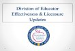 Division of Educator Effectiveness & Licensure Updatesdese.ade.arkansas.gov/public/userfiles/HR_and_Educator_Effectiveness/ArkASPA...- MCs provide evidence of impact from professional