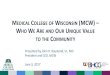 MEDICAL COLLEGE OF WISCONSIN (MCW) – HO WE ARE AND O …bhcgwi.org/wp-content/uploads/2009/11/Medical-College-of... · 2019-04-10 · Hospital opens on MRMC . MCW becomes private,