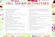 Fall STEAM ACTIVITIES · Fall STEAM ACTIVITIES for kids • Why do leaves change colors? • Make art with leaves • Dissolve candy corn • Try a nature walk • Memorize the bones