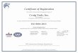 Certificate of Registration Craig Tools, Inc. · 2019-10-10 · Manufacturing of HSS, Carbide and PCD Rotary Cutting Tools for Airframe Industry. Tom Chestnut, Sr Vice President -