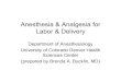 Anesthesia & Analgesia for Labor & Delivery · Anesthesia for Cesarean Delivery • Cesarean delivery requires a T4 sensory level • Spinal anesthesia provides rapid onset of a reliable