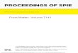 PROCEEDINGS OF SPIE...PROCEEDINGS OF SPIE Volume 7141 Proceedings of SPIE, 0277-786X, v. 7141 SPIE is an international society advancing an interdisciplinary approach to the science
