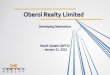 Oberoi Esquire completes Rs. 750 crore of Cumulative Sales Value Results_Analyst... · This presentation or any other documentation or information (or any part thereof) delivered