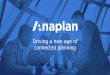 Driving a new age of connected planning · 2019. 1. 25. · Overview of all Methods from Anaplan Statistical Forecast Model . 30 Forecast Methods Including: •Simple Linear Regression