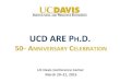 UCD ARE PH.D. ANNIVERSARY Carefiles.ucdavis.edu/uploads/filer_public/9f/c7/9fc773ec...115 women = 31 % Graduates 53 women = 48 1965–2014 2005–2014 Number of UCD ARE PhD Graduates
