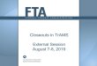 Closeouts in TrAMS - External Session August 7-8, 2019 · 8/7/2019  · Closeouts in TrAMS - External Session August 7-8, 2019 Author: D O T - Federal Transit Administration Subject: