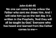 John 6:44-45 No one can come to me unless the Father who ...40975cc935ff7a349e07-fa4062531b4ed86cac01ac5cc5679a21.r73.c… · No one can come to me unless the Father who sent me draws