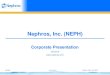 Nephros, Inc. (NEPH) · 1 Nephros, Inc. (NEPH) Corporate Presentation Q4 2015  60-6004 Rev: New-4 Effective Date: 10.5.2015