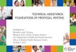 TECHNICAL ASSISTANCE: FOUNDATIONS OF PROPOSAL WRITING · 2015. 10. 15. · TECHNICAL ASSISTANCE: FOUNDATIONS OF PROPOSAL WRITING Facilitated by: Michelle Loosli, Director. Margaret