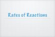 Rates of Reaction - Ms. kropac · 2019. 4. 28. · Reaction Rates Reaction rate (r ): determined by measuring the rate at which a product is formed or the rate at which a reactant