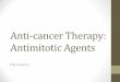 Anti-cancer Therapy: Antimitotic Agents · 2017. 2. 13. · Antimitotic Agents: One Possible Treatment •Antimitotic agents: Anti-tumor agents that inhibit the function of microtubules