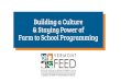 Building a Culture & Staying Power of Farm to School ......School Culture Defined: A school’s culture is one of the most powerful predictors of success in implementing new educational