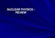 NUCLEAR PHYSICS - REVIEW€¦ · NUCLEAR PHYSICS - REVIEW . Atomic structure. Atomic structure 1808 - John Dalton – new idea – the matter is made of tiny solid indivisible spheres
