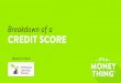 Breakdown of a CREDIT SCORE...Aug 02, 2019  · A credit score is a number used by nancial institutions and credit card companies to determine risk level when issuing you a loan or