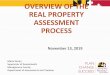 OVERVIEW OF THE REAL PROPERTY ASSESSMENT PROCESS · 2019. 11. 13. · OVERVIEW OF THE REAL PROPERTY ASSESSMENT PROCESS November 13, 2019 Marie Green Supervisor of Assessments Montgomery
